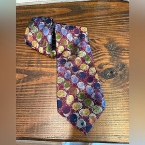 Brioni 100% Silk Tie Made in Italy Abstract Polka Dot Geometric Circles Necktie